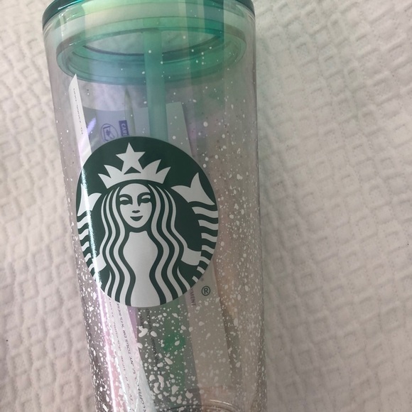 Starbuck Clear Speckle Snow Mint Glass Tumbler - Picture 3 of 8
